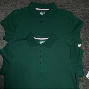IZOD School Uniform Polo Shirts Girls Plus Fit XXL 20 1/2 Green Lot of 2 NEW